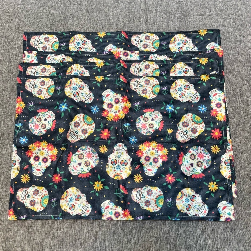 Dujiea Day of The Dead Sugar Skulls Set of 4 Placemat, Durable Placemats